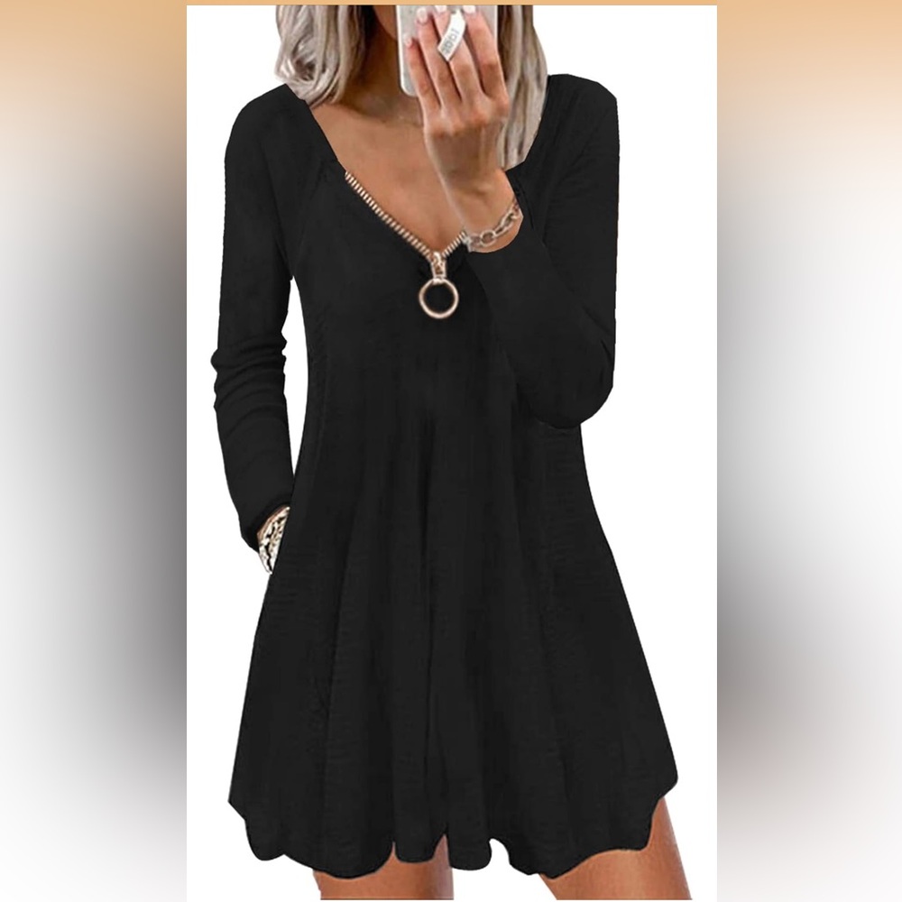 Long Sleeve Dress with Zip Detail